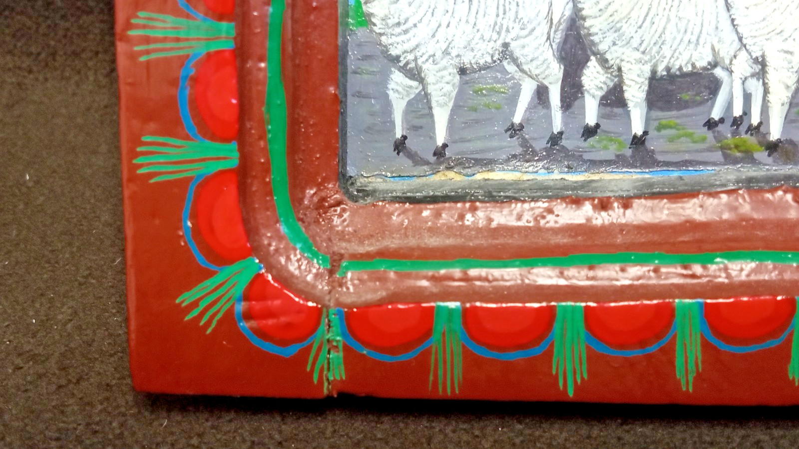 Alfredo Toaquiza Signed Original Tigua Ecuador Folk Art Painting on Sheepskin