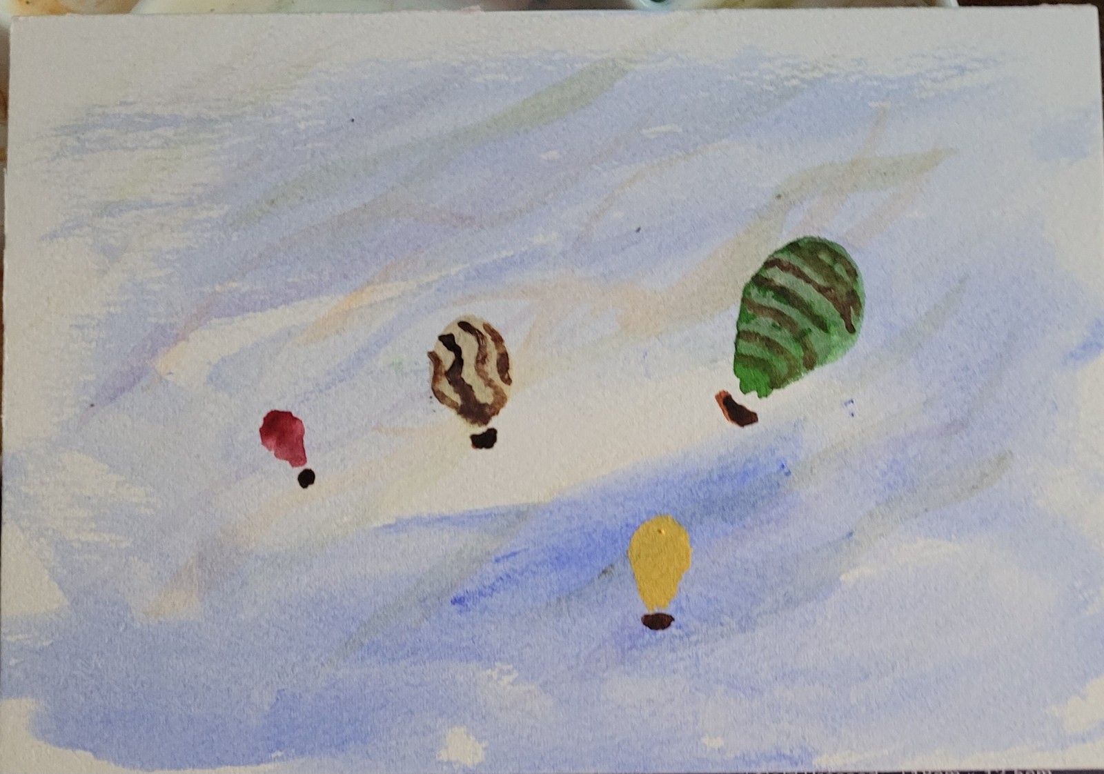 Hot Air Balloons Contemporary Pop Art Acrylic Painting Signed 5×7