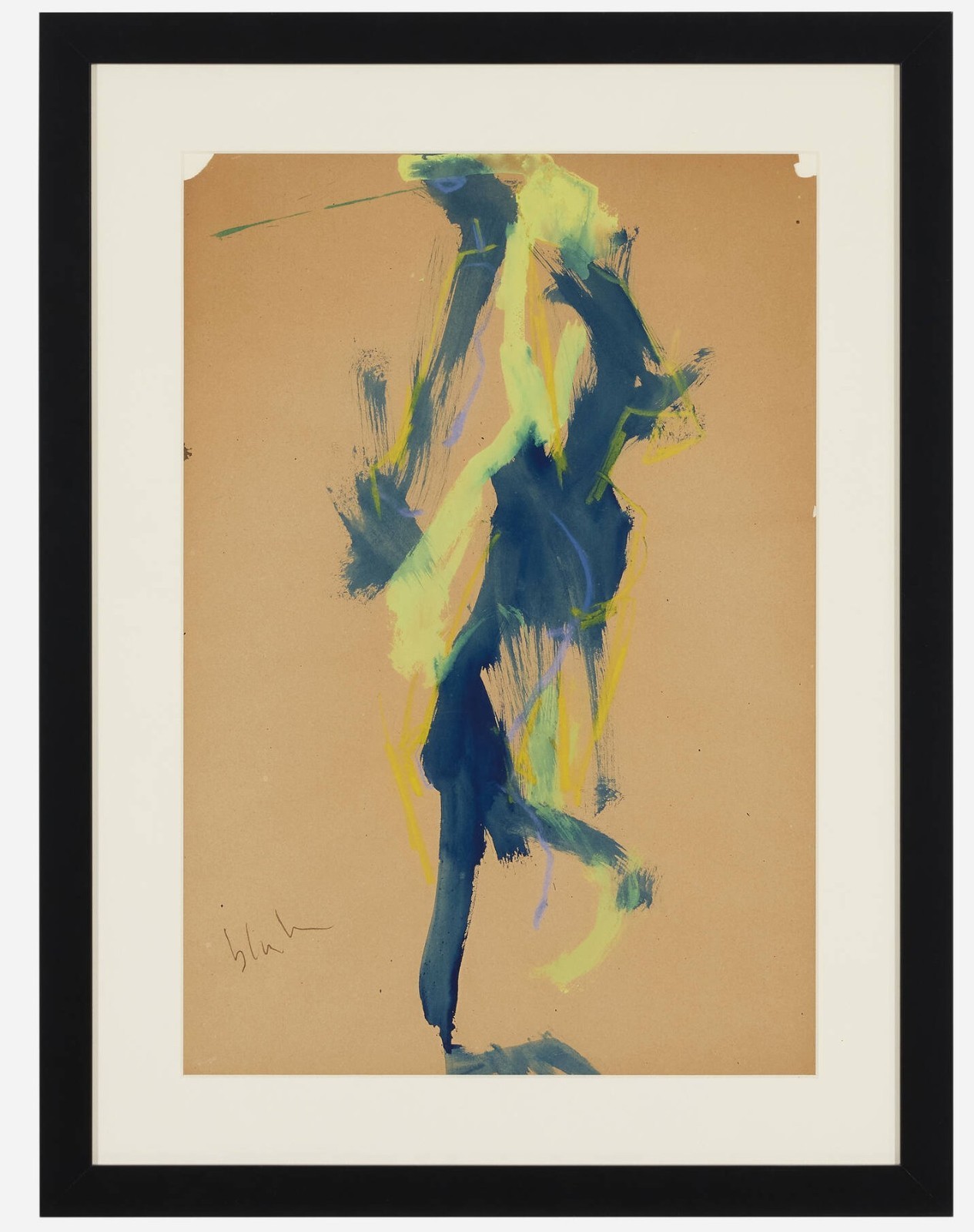 Norman Bluhm Ink Crayon Paint Abstract Painting Guaranteed Authentic C. 1965