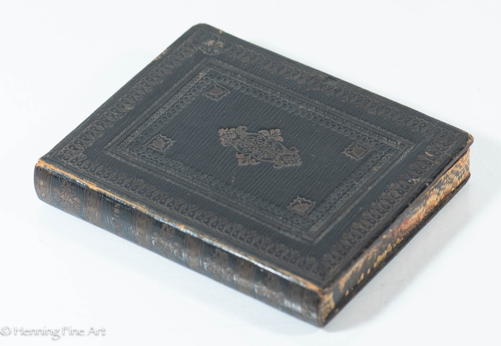 Exceptional Antique Miniature Portrait Painting – Lord Byron in Custom Book Case