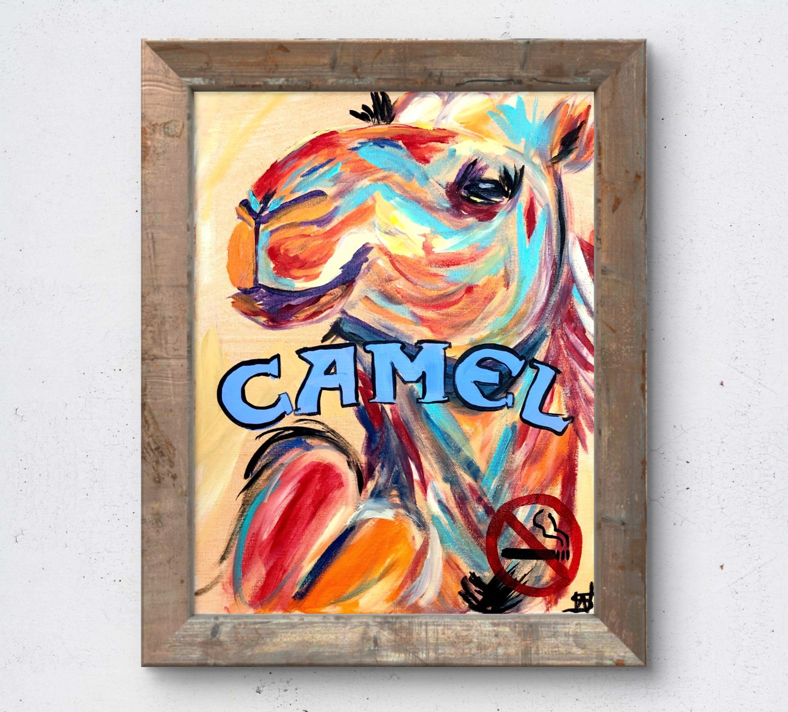 WS original camel no smoking hand painted 14X11 canvas abstract modern wall art