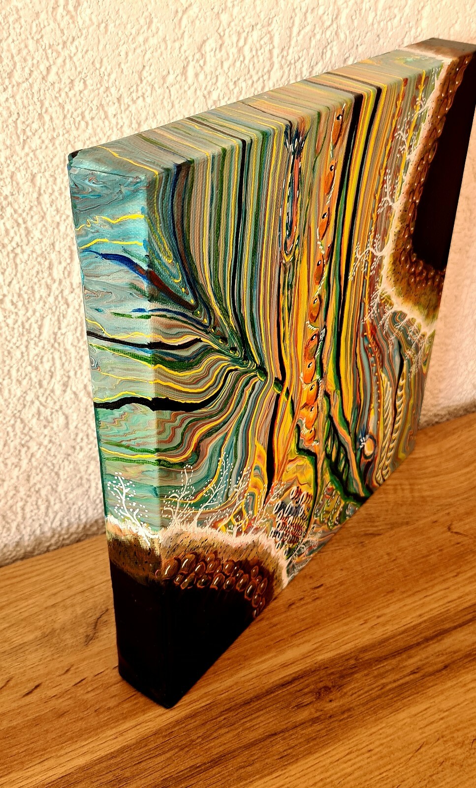Original Acryl Gemälde 2-Set 30x30x4, Abstrakt, koloniale Stil , Handarbeit