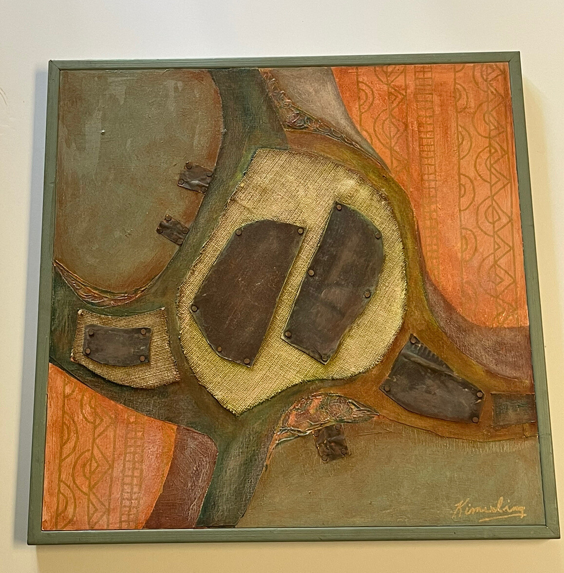 Vintage Abstract Painting Sculpture assemblage Expressionism Modernism 25 inches