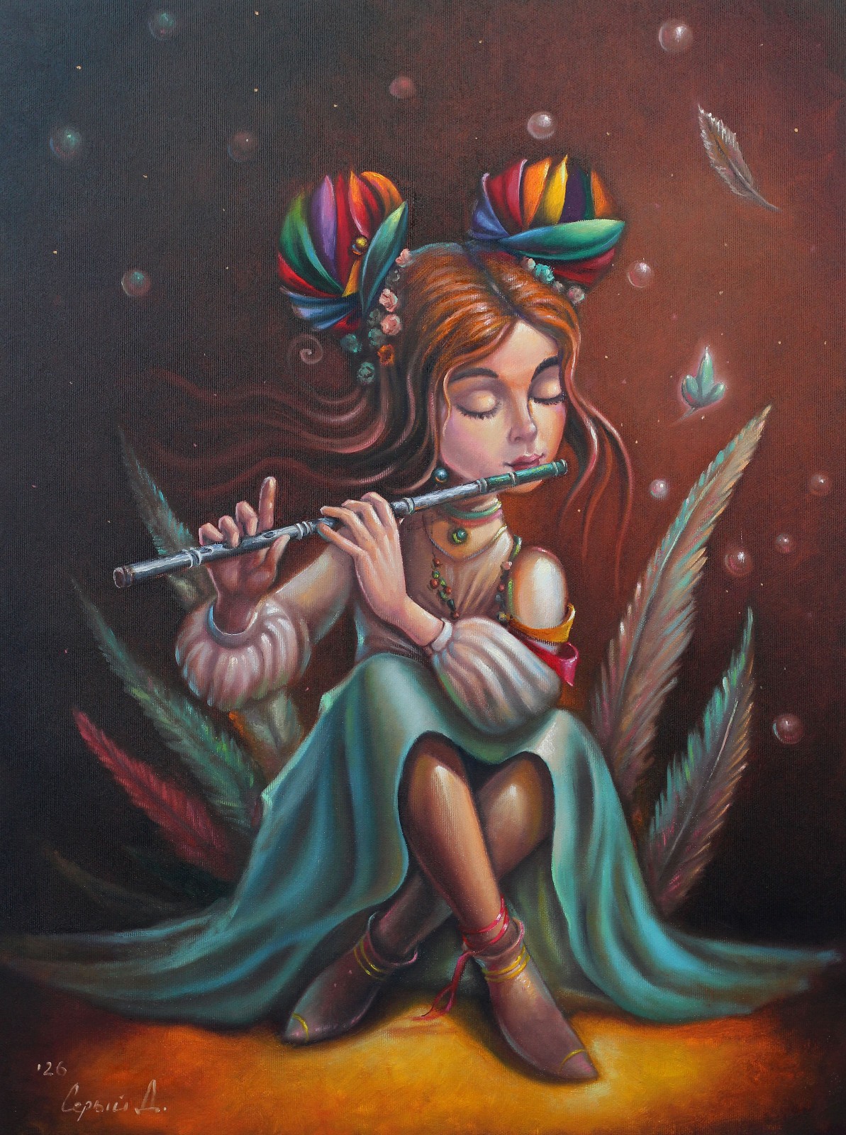 Original Oil Painting Fantasy Girl Art Ukrainian Artist Sery Dmitry