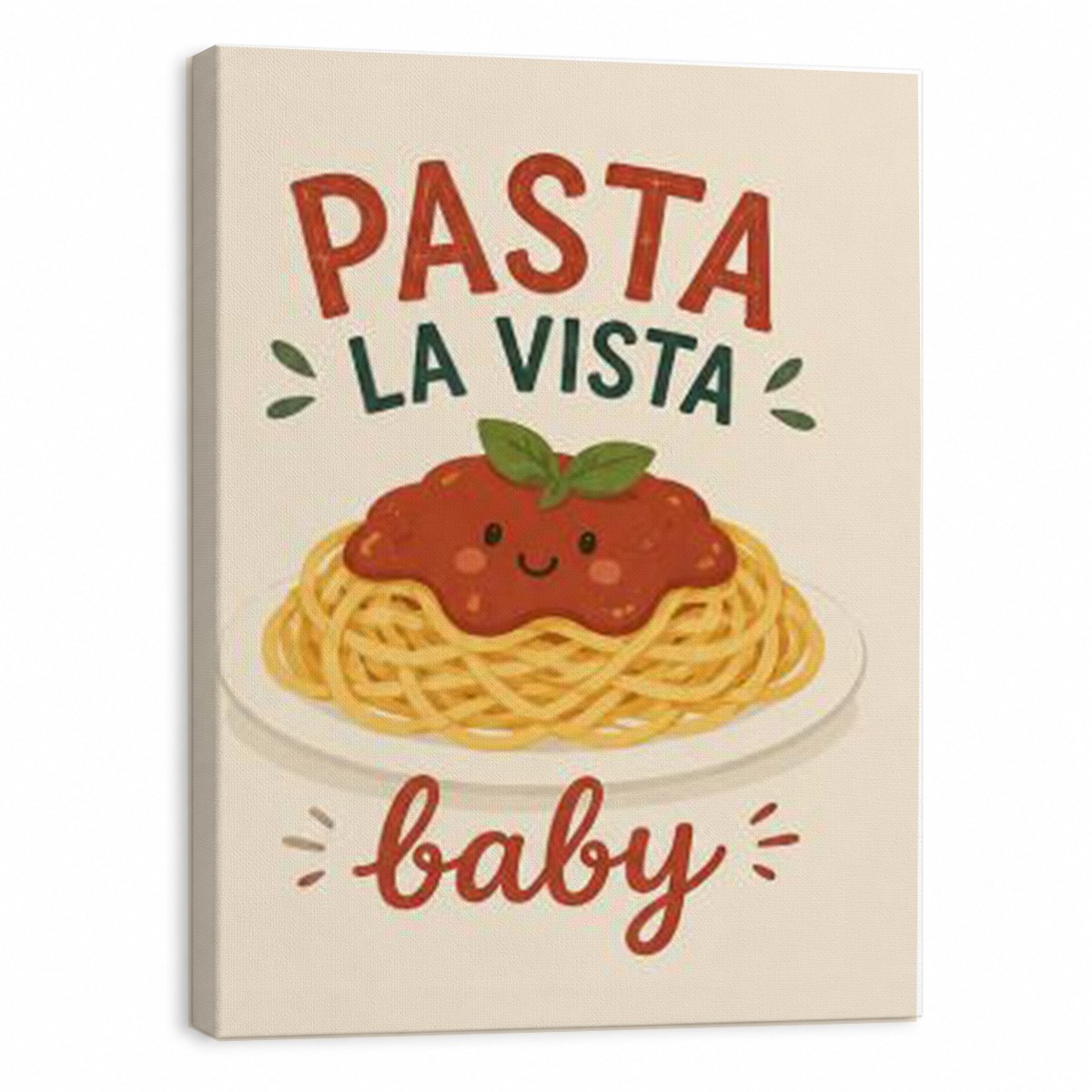 Pasta La Vista Baby Canvas Wall Art, Funny Pasta Kitchen Decor Italian Food Wall