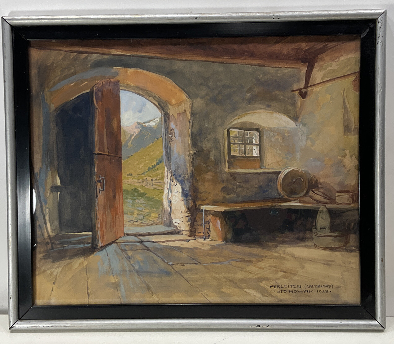 Signed Otto Nowak (1874-1945) Original Painting Watercolor Ferleiten (Salzburg)