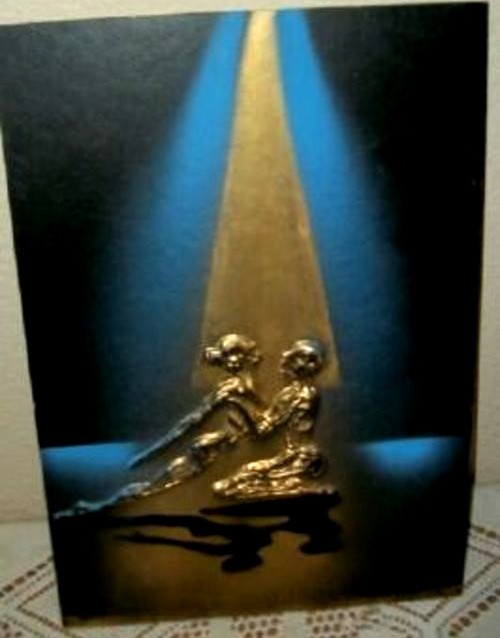 Art Deco Abstract Oil Painting Dancers Lights Shadows Palette Knife Gilt 1920s