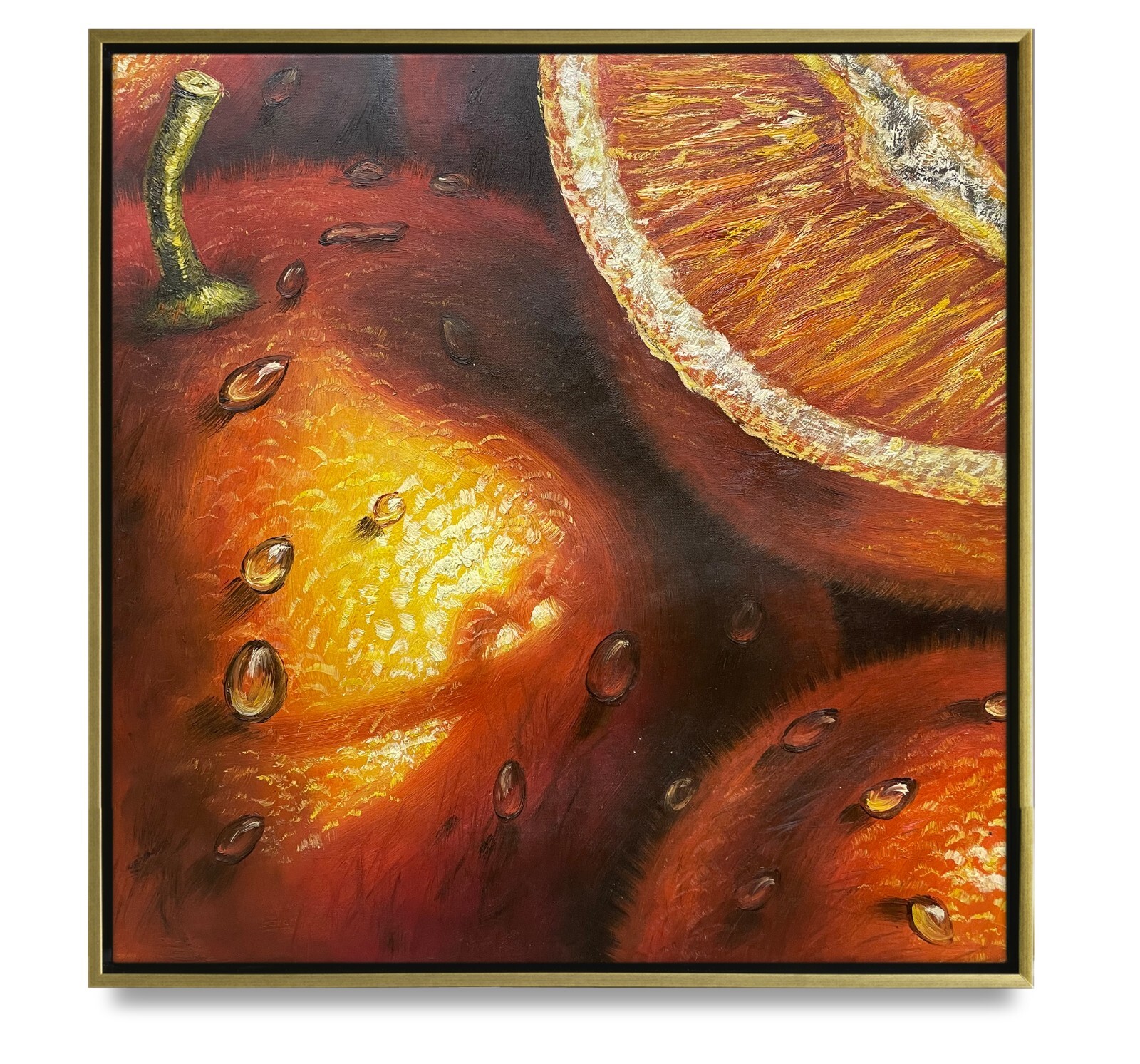 Hungryartist -Original Painting of Still-Life Citrus on Canvas 23×23 Framed