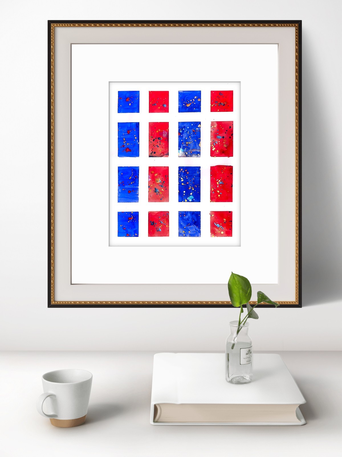 Red White And Blue Original Expressionism Watercolor Abstract 11×14 On Paper