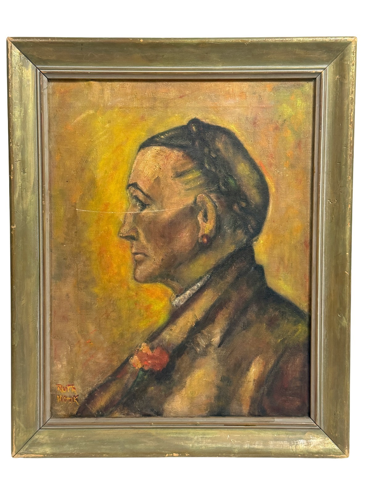 RUTH HOOK 1930S NEW YORK MODERNIST WOMAN ARTIST ANTIQUE PORTRAIT OIL PAINTING