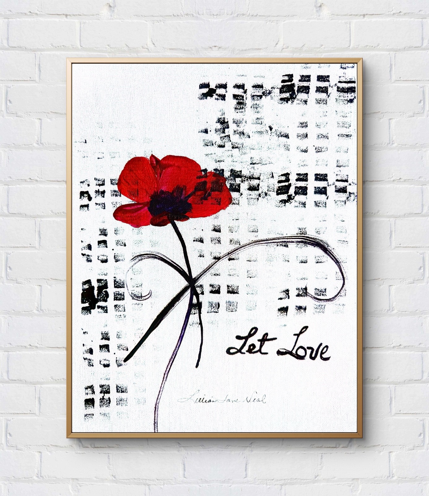 Red Poppy 11″x14″ Original Canvas Let Love Minimalism Painting Wall Art