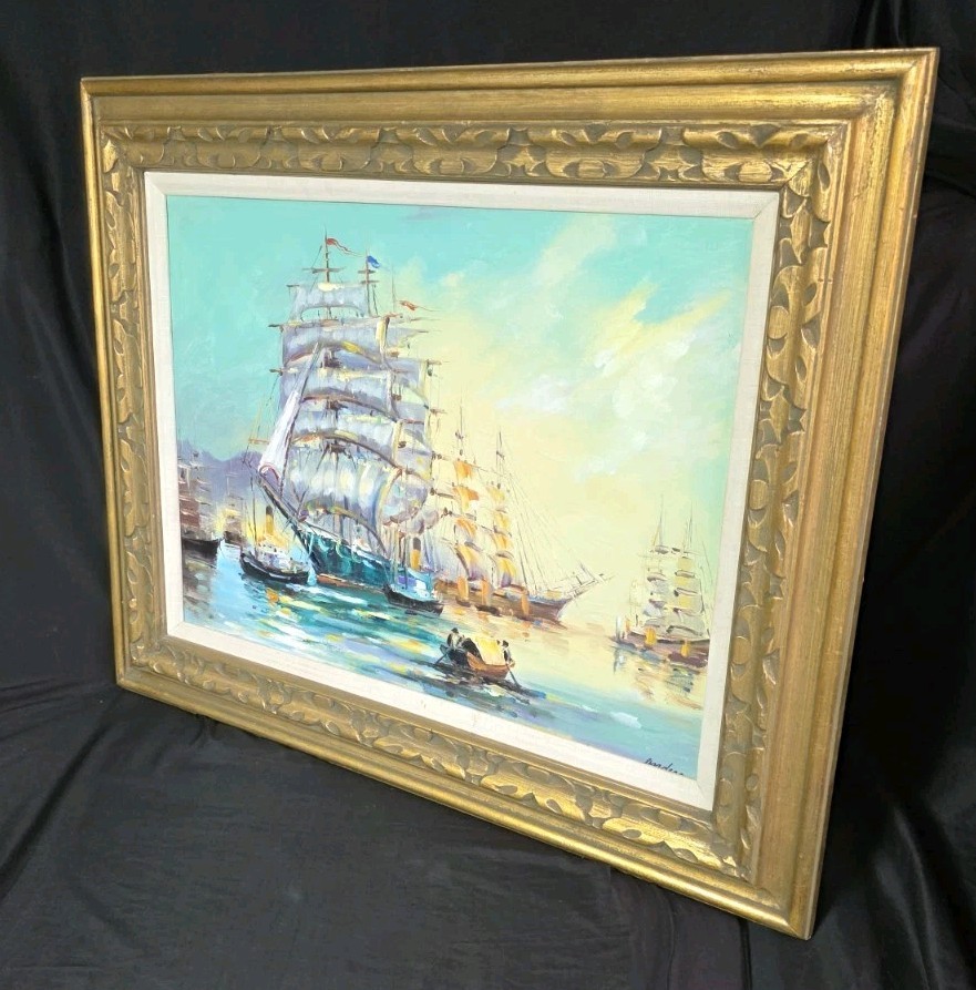 Maratime Oil Seascape Sailing Vessels Nautical Layared/Brush Signed GARDERO Mexi