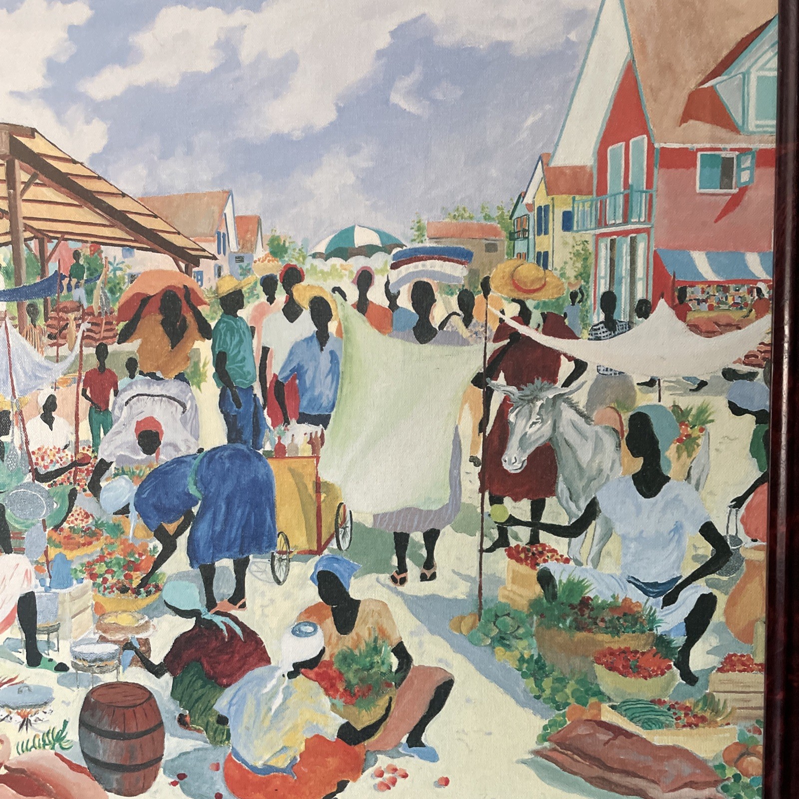 Harold Rigaud Certified Genuine LITHO ON CANVAS «MARKET PLACE»27X23”