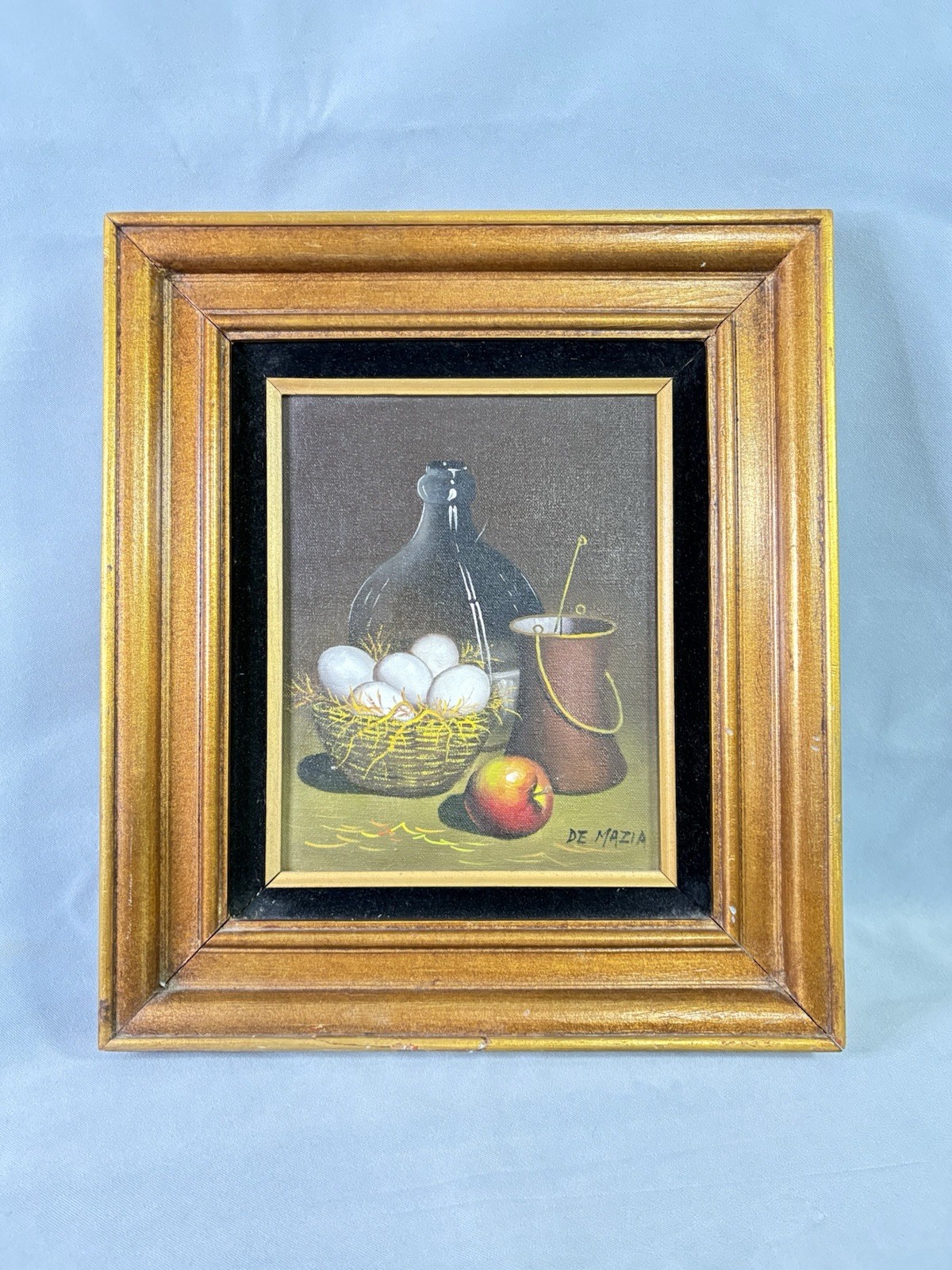 De Mazia Still Life Oil Painting Framed Eggs Bottle Apple Signed Barnes Method