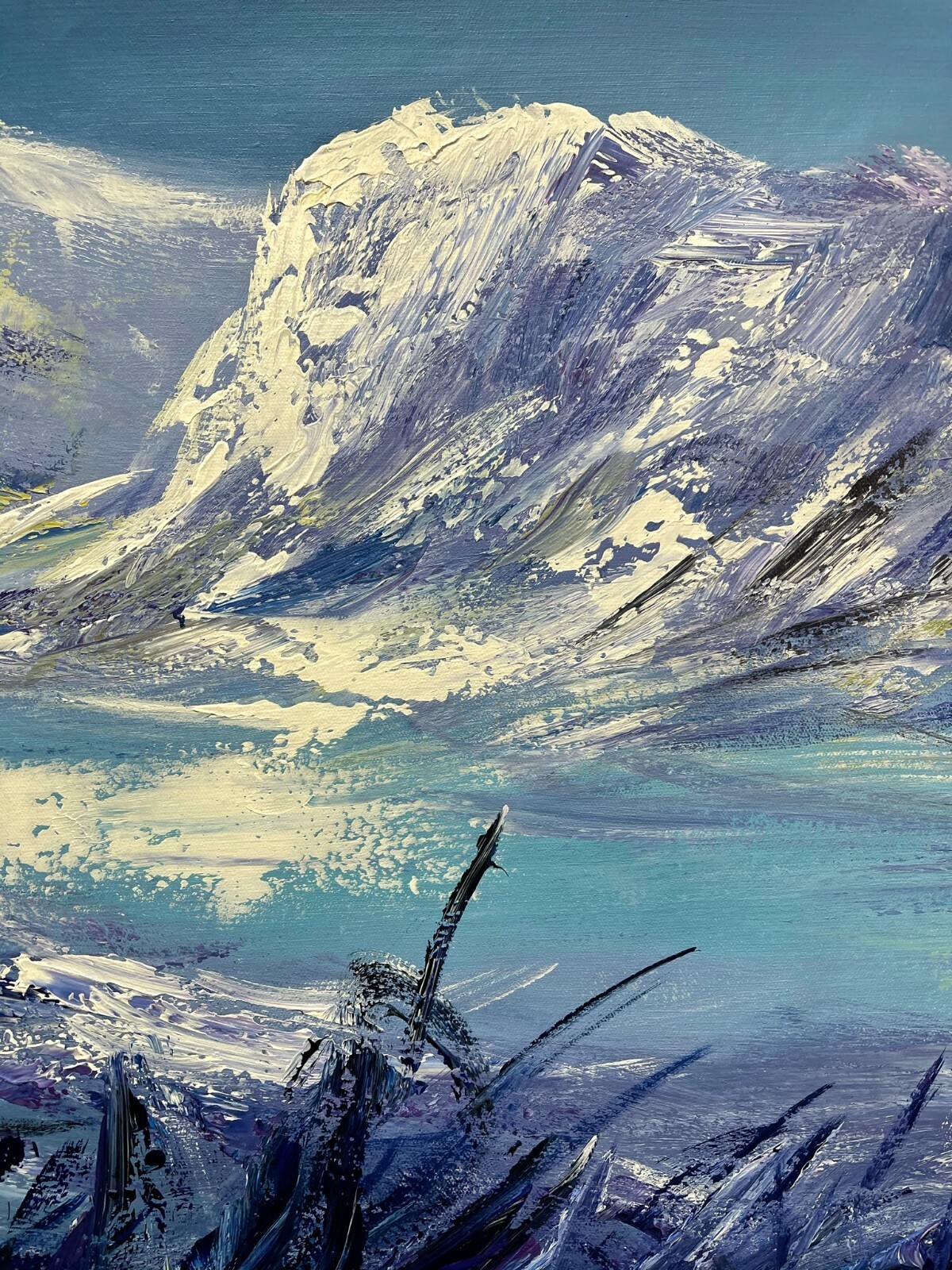 100% hand-painted 36in x24in Snow mountain oil paintings