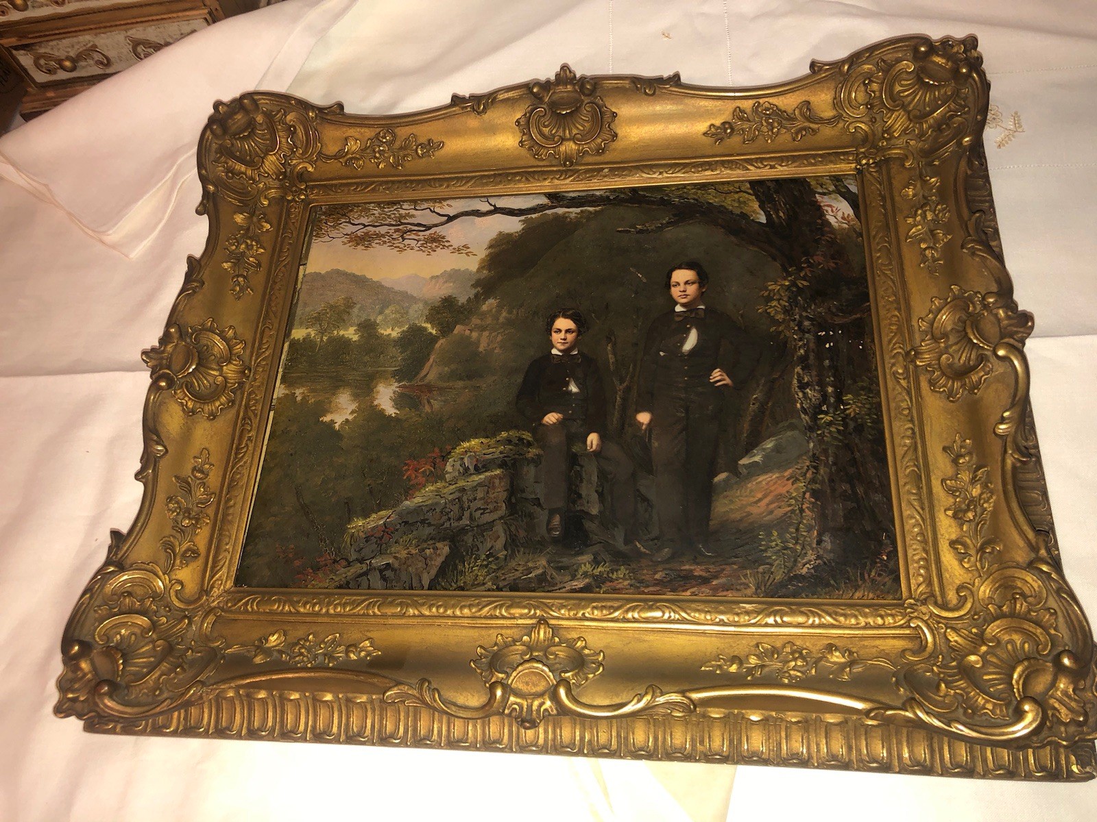Oil Portraits On Board Boyd Attributed to S.W. Shaw, T.A. Ayer’s Landscape 1857
