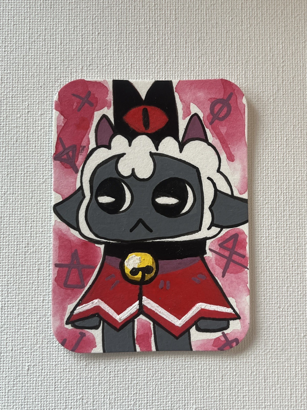 ACEO Original Art Card Cult of Lamb Video Game Fanart By ShortbusExpress