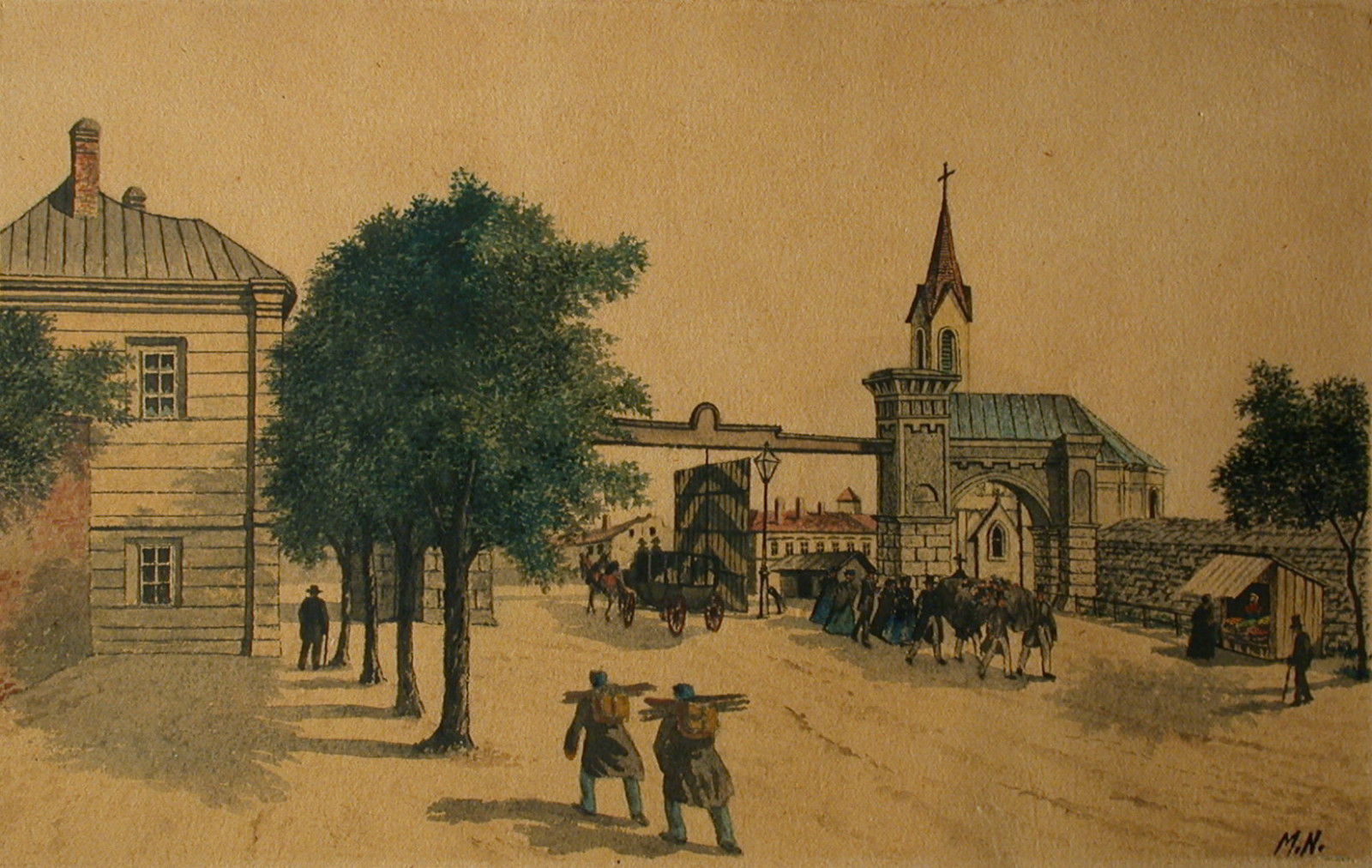 Max Neubauer (act.c.1890-1920) Vienna Währinger Line anno 1848.