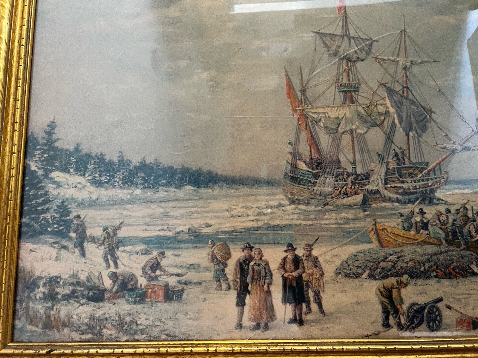VINTAGE LARGE NICE PRINT SHIPES PORT