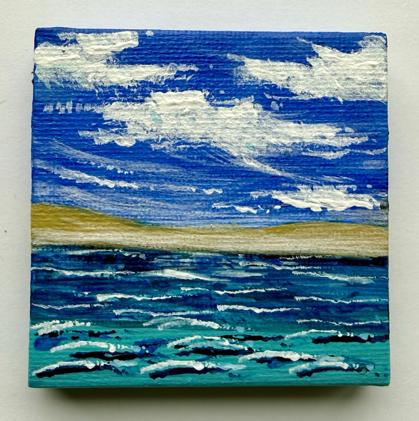 Lake Michigan Sand Dunes Summer Miniature 3×3 Canvas Acrylic Painting A9
