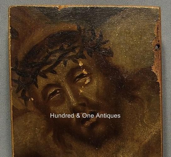 Antiqique 17-18th century Painting Thorn Crowned Head of Jezus Christ Old Master