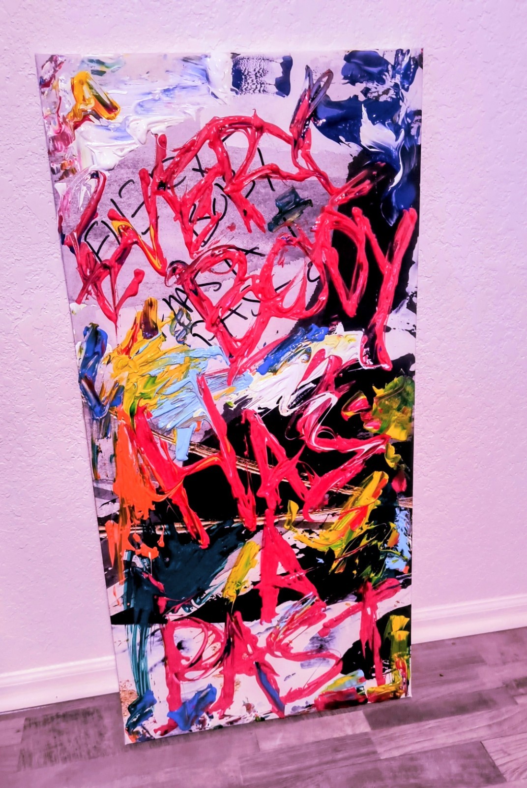 Everybody, Trey Coppland. Abstract Acrylic24+36 inches, painting Signed OOAK