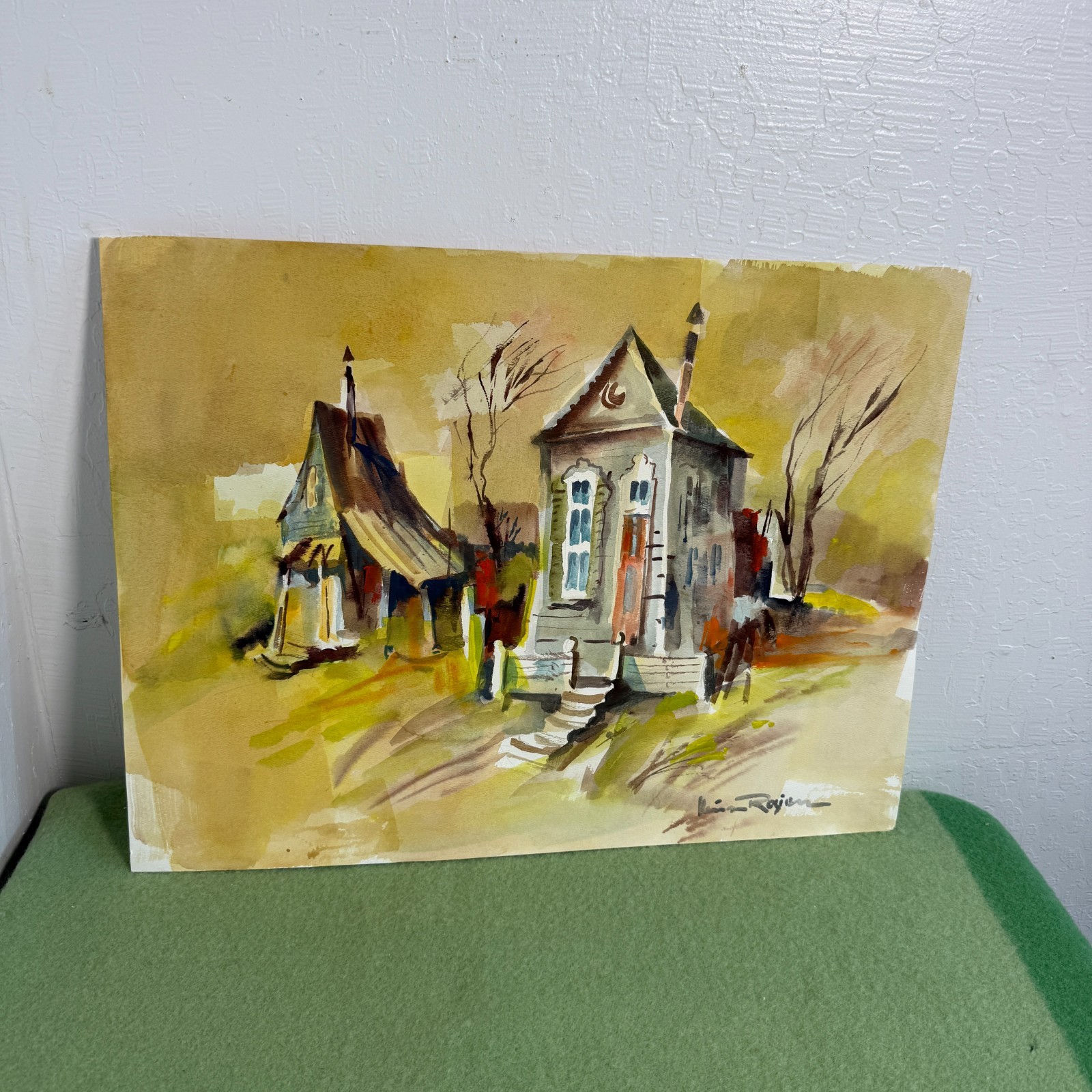 VTG 1960s HEINZ ROSIEN Signed Art Watercolor Painting 24×18 MCM Unframed