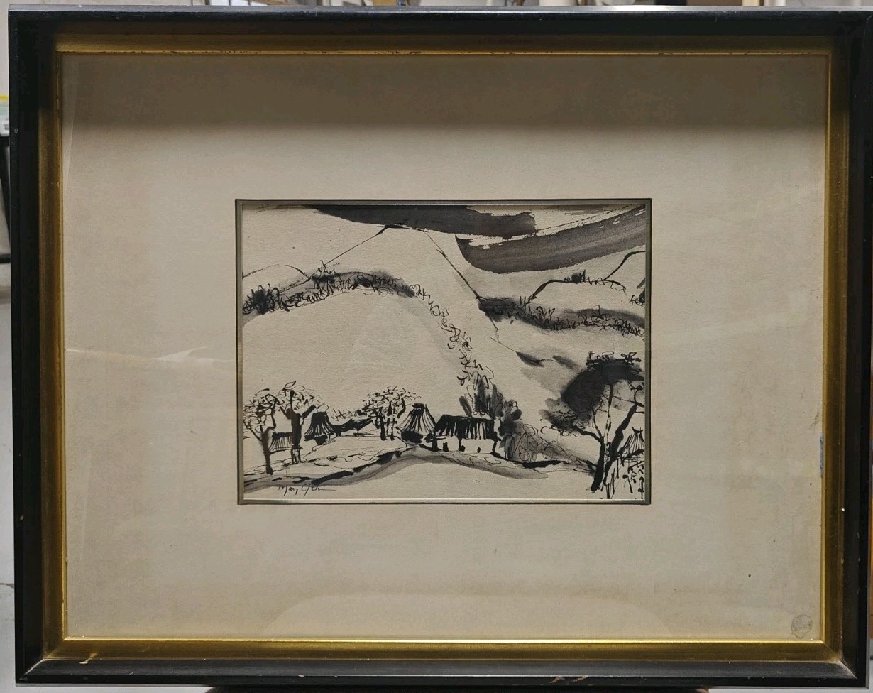Mary Gehr(1910-1997) Ink Landscape On Paper Signed From The Vincent Price Col.