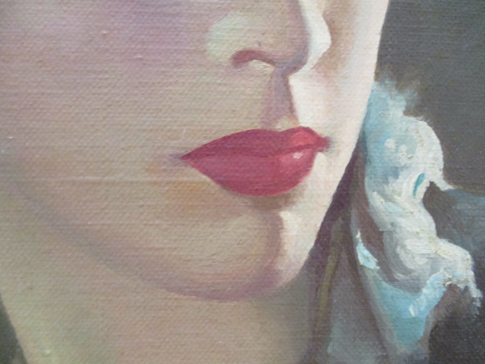Mid Century Painting Portrait Fashion Pretty Woman Listed American Illustration