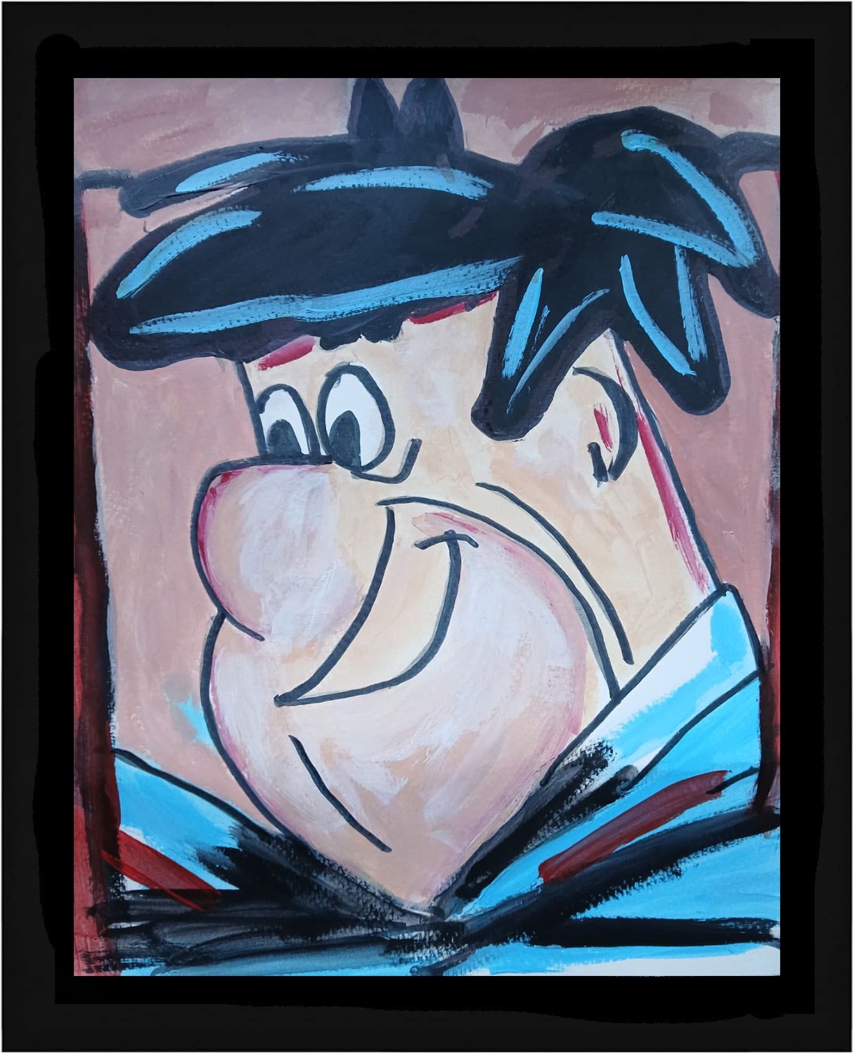 Expressionism/Abstract Fred Flintstone 11×14 Signed Colorful Street Art Painting