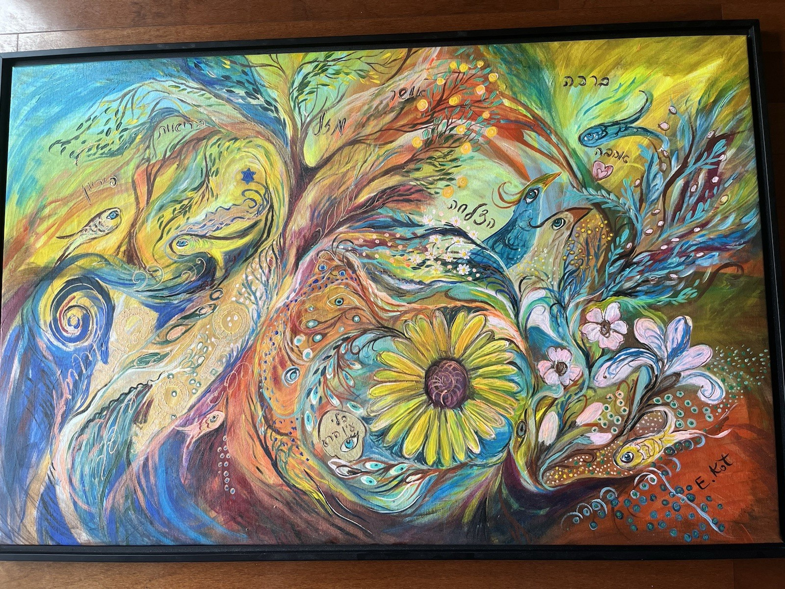 Large Original Acrylic Painting Jewish Expressionist Elena Kotliarker