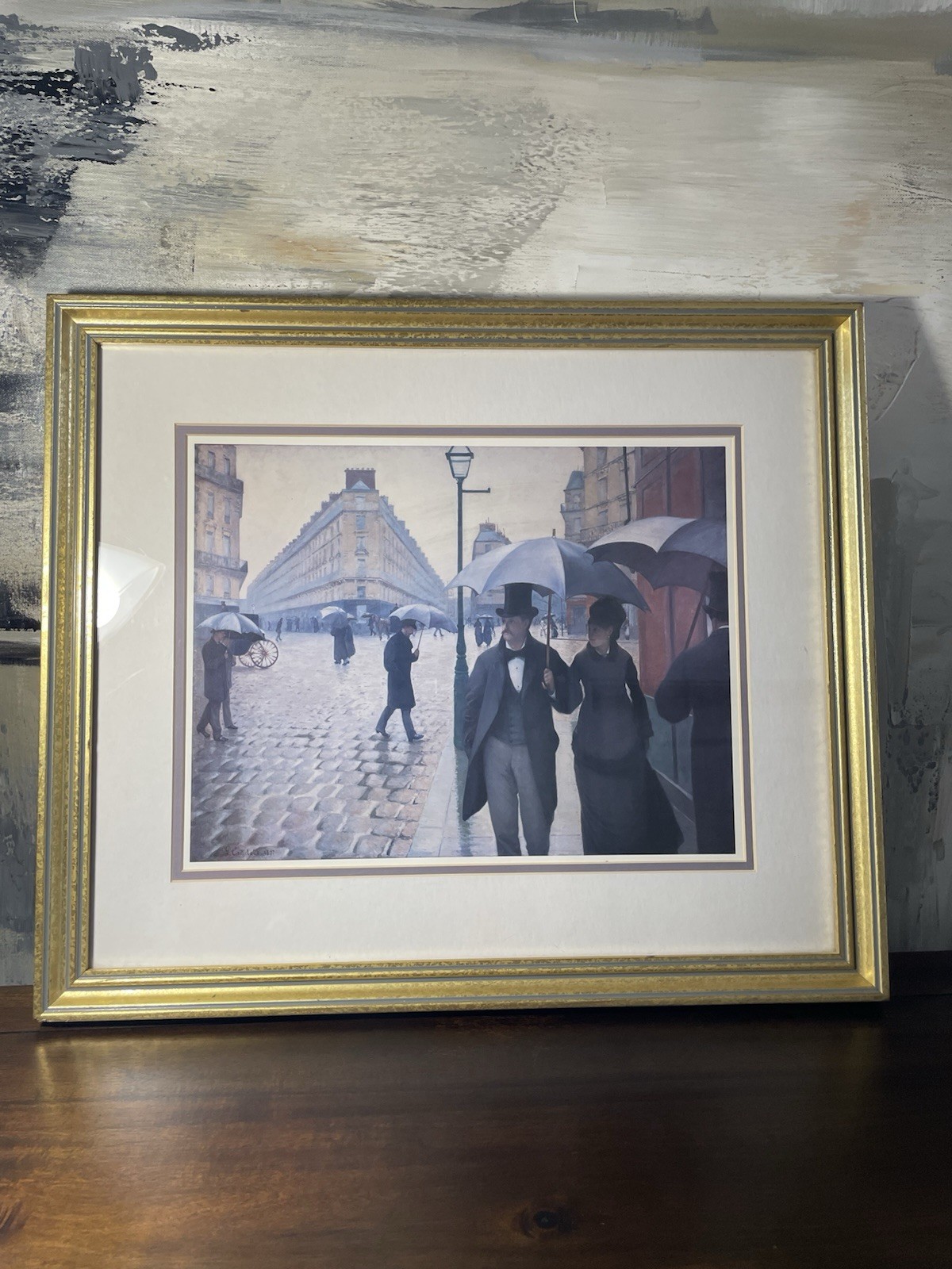 Gustave Caillebotte 1877 Paris Street, Rainy Day Poster-Framed -17 3/4”x 20 5/8”