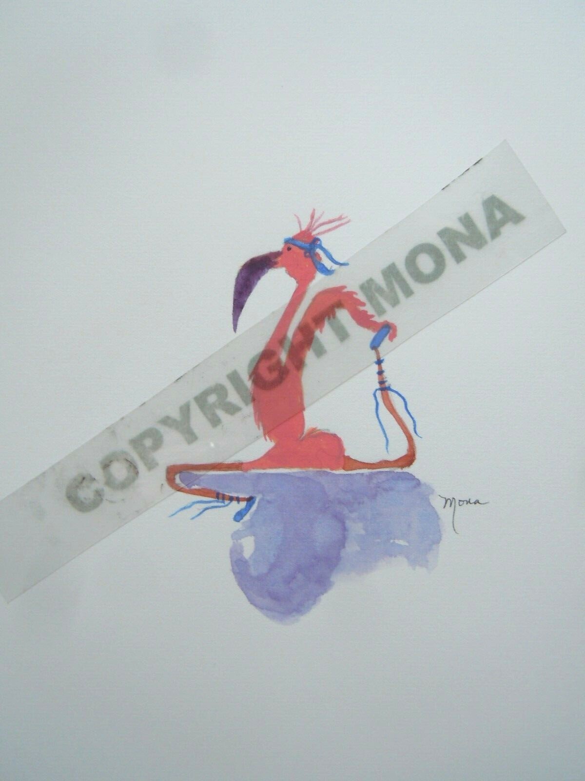 FLAMINGO ~ «FIONA’S PRE-BALLET WORKOUT» SERIES Watercolor ~ HAND PAINTED