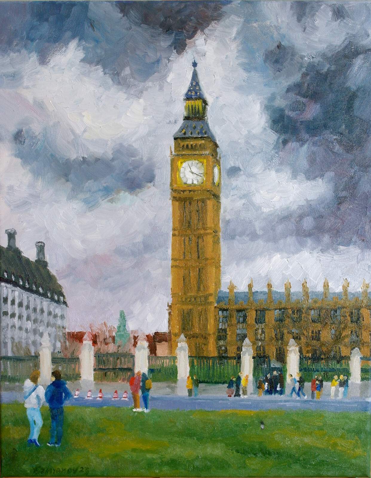 London Big Ben Great Bell Original Oil Painting canvas 16×20 Painted JSArt