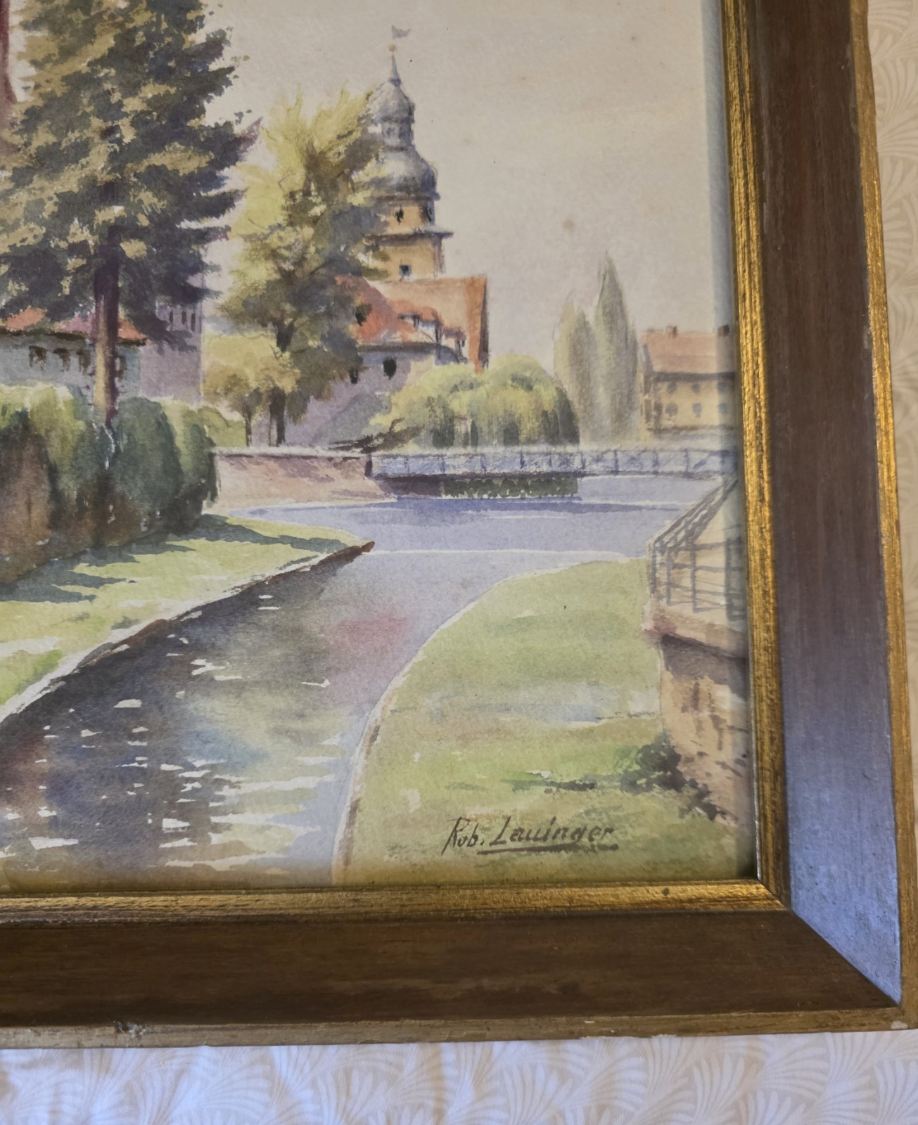 Vintage Watercolor Paintings European Village Church Shabby Chic French Country