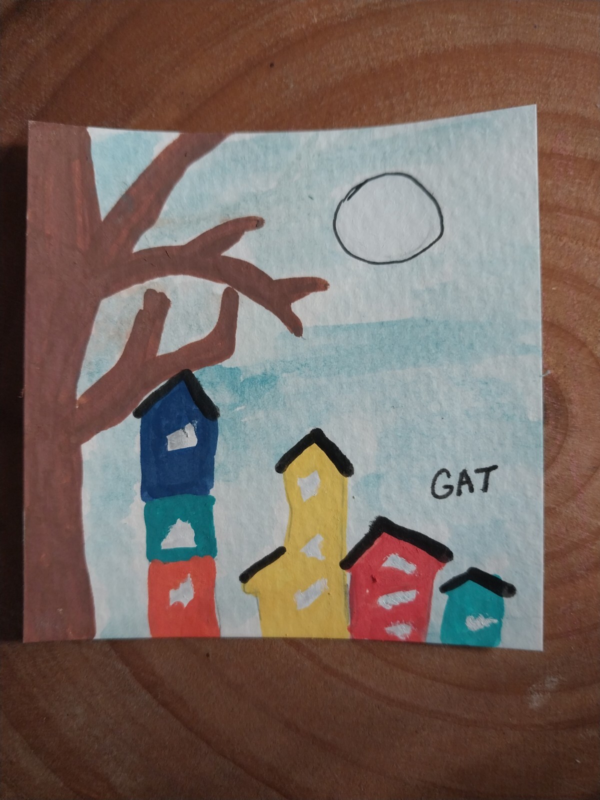 IMPRESSIONISM ORIGINAL GAT PAINTING COLLECTIBLE WHIMSICAL COLORFUL HOMES