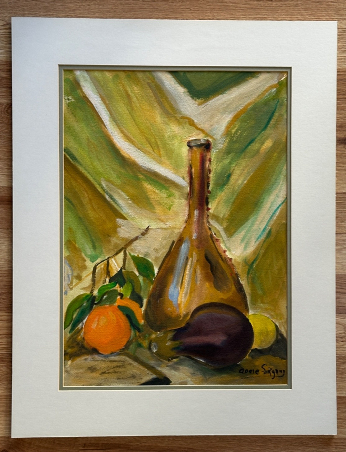 OLDER ADELE SIRGANY «SU CASA» WATERCOLOR PAINTING SIGNED 70’S MATTED 25″ X 19.5″