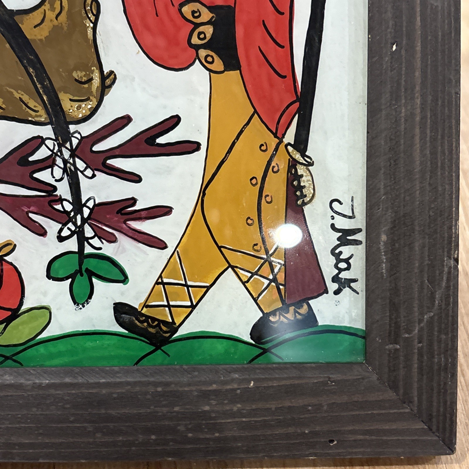 Return from Hunting Reverse Painted On Glass by Janina Mak or Irena Makowey