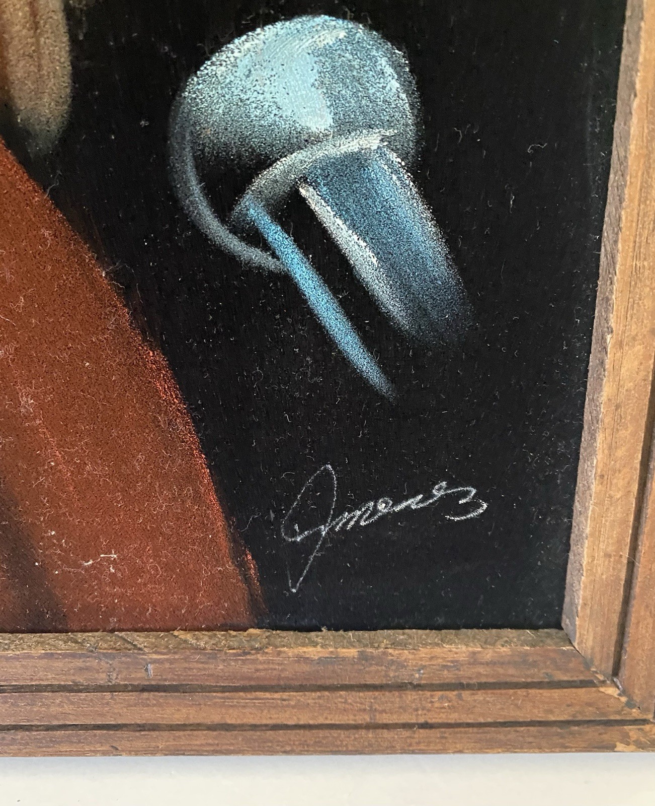 Vintage 70’s Velvet Elvis Signed Painting 12.5” x 15.5” Wood Frame Mexico