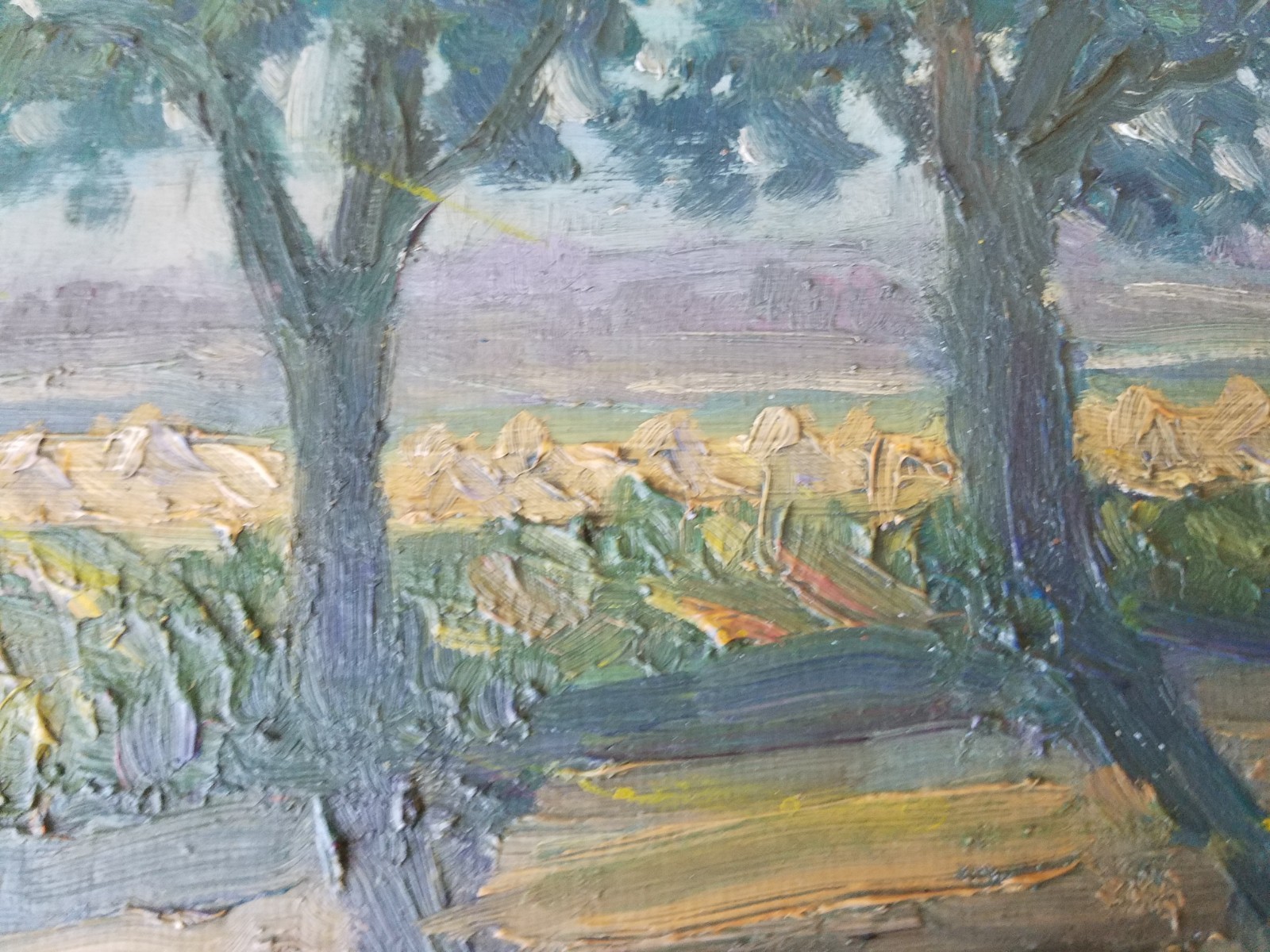 Row of trees along road — Oil Painting 14″ x 17″ Nicely framed