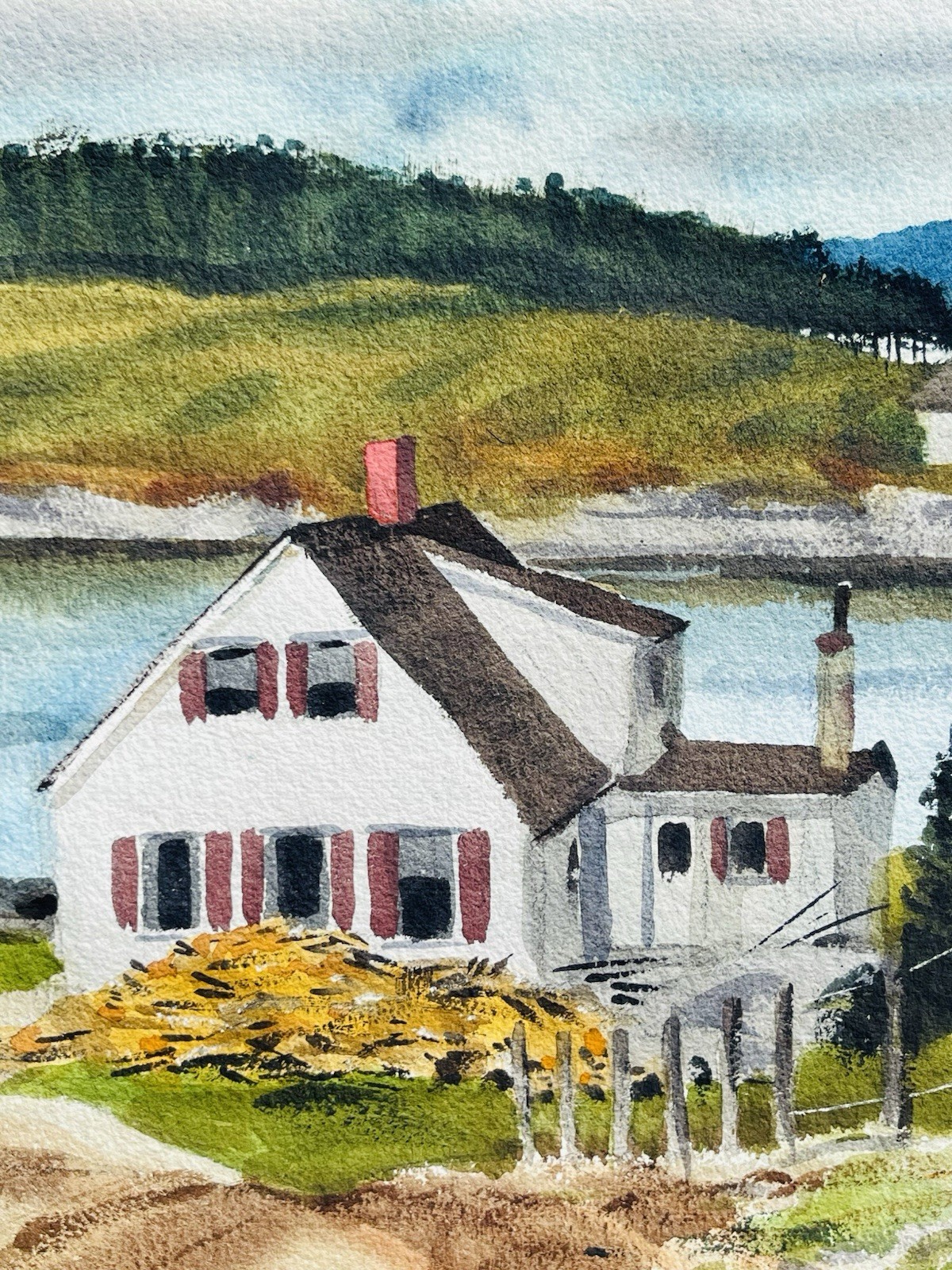 New Jersey Artist Kent Day Coes Signed Watercolor. Saint Margaret’s Bay NS