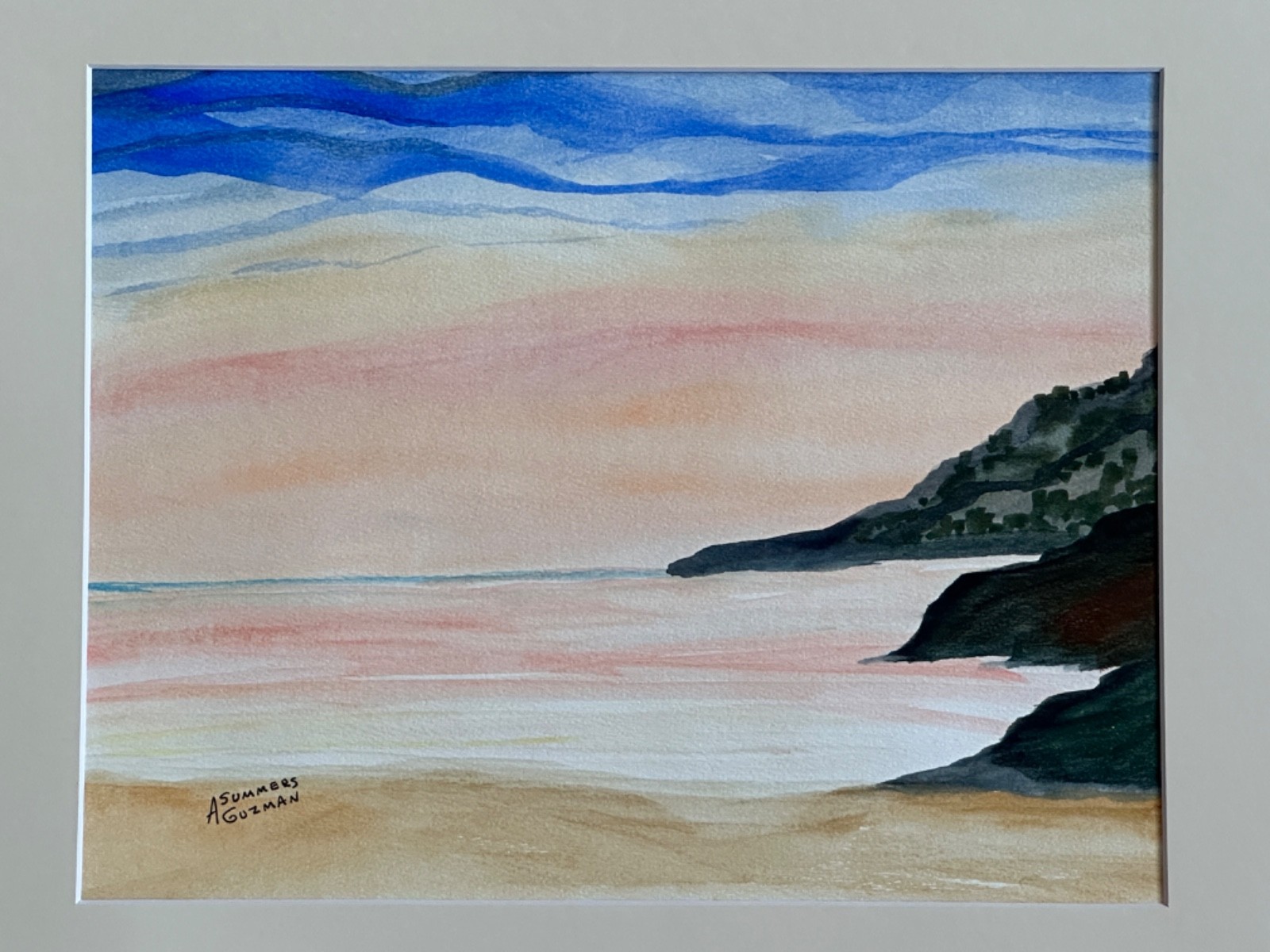 ALICE GUZMAN ORIGINAL WATERCOLOR PAINTING MATTED 16″ X 20″ NEW MEXICO 1980’S