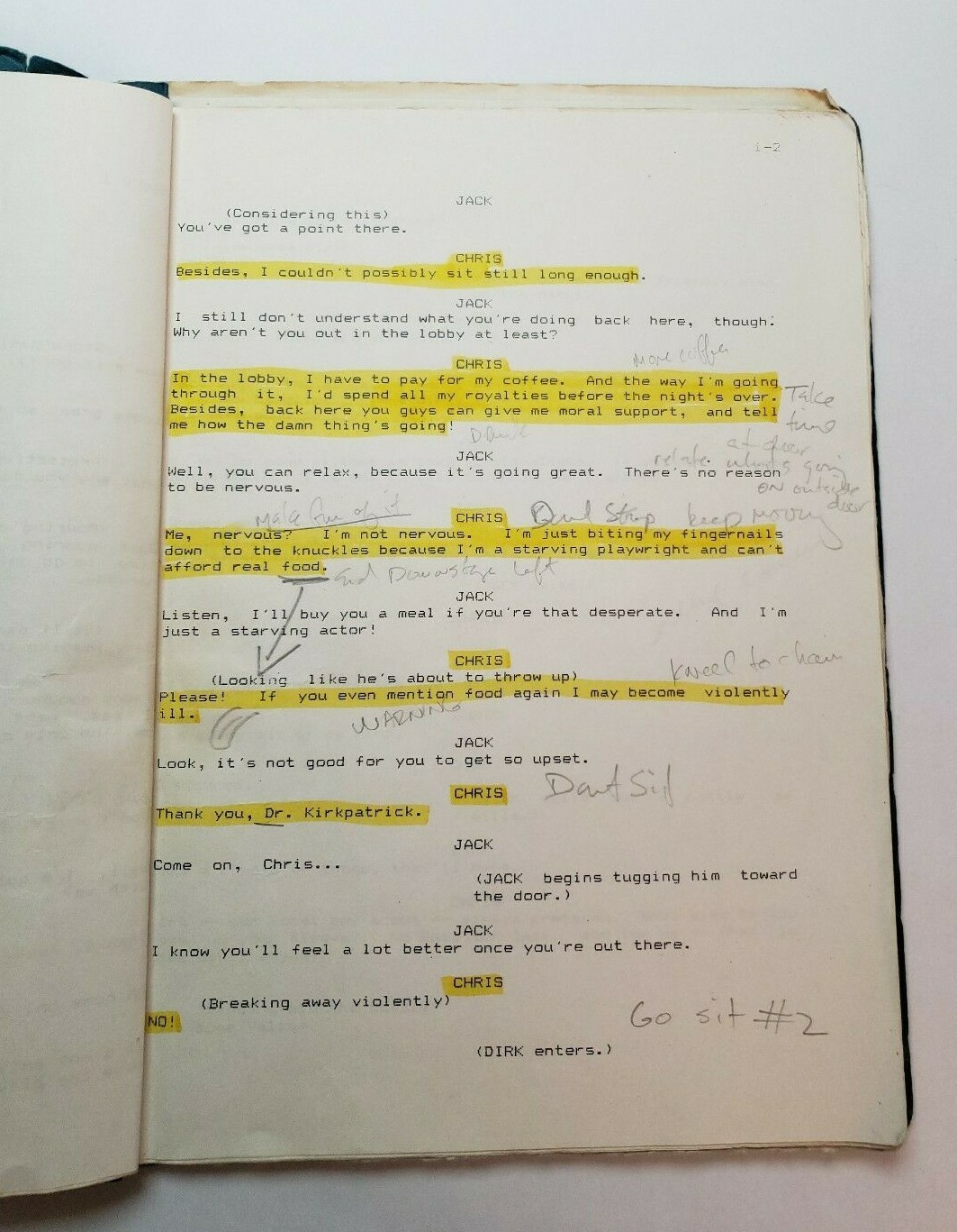 OPENING NIGHT / Stewart Margolis 1985 Play Script in ONE ACT, Los Angeles