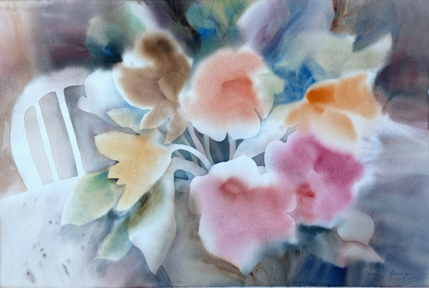 CAROL Z BRODY SIGNED ORIGINAL WATERCOLOR PAINTING ABSTRACT IMPRESSIONIST FLOWERS