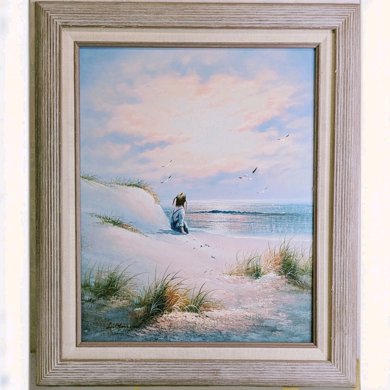 Original Seascape Oil Painting Signed Canvas Framed 21.5″ x 25.5″ Nature