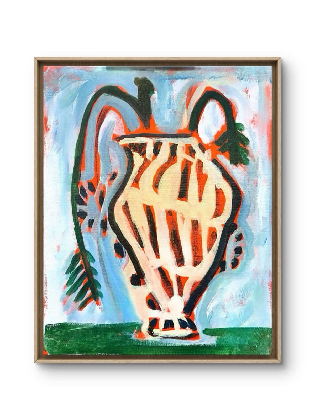 White Urn 11×14 Abstract Impressionism Fine Art Original Canvas Brand New MCM
