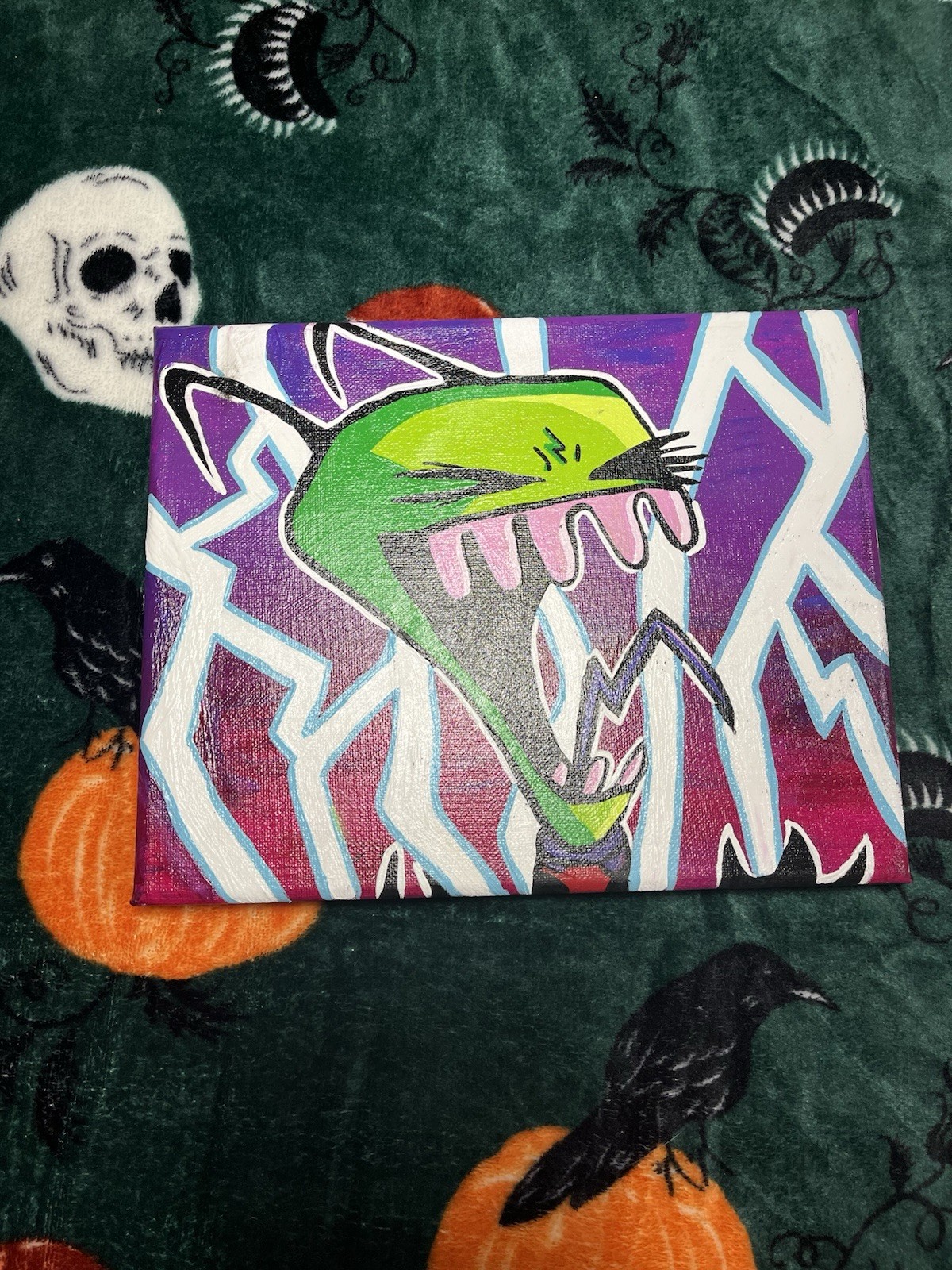 Original Canvas Painting – Graffiti Pop Art Cartoon Invader Zim – nostalgia art