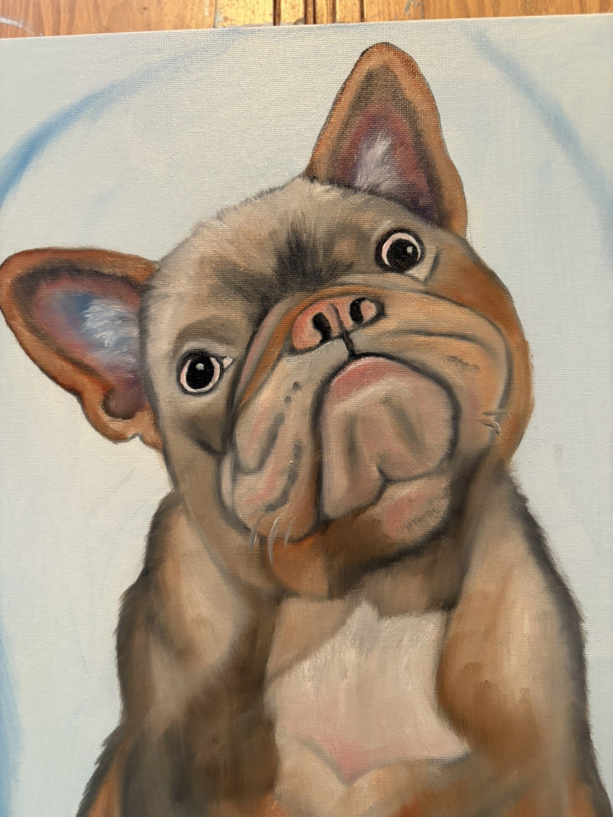 Original oil painting 11 x 14 inch French Bulldog with sassy attitude