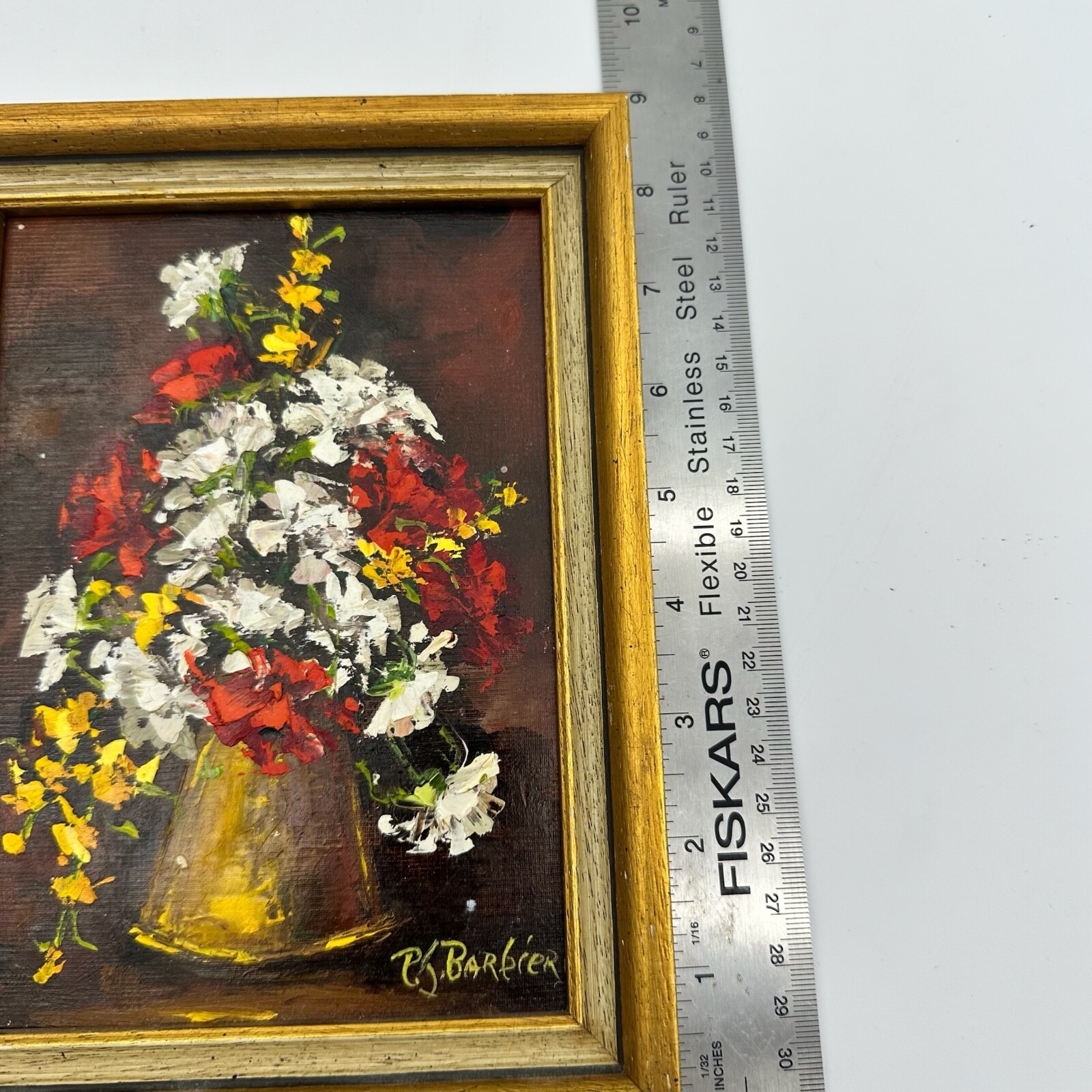 Vintage Oil Painting Floral Bouqet Signed and in Frame P.J. Barbieri