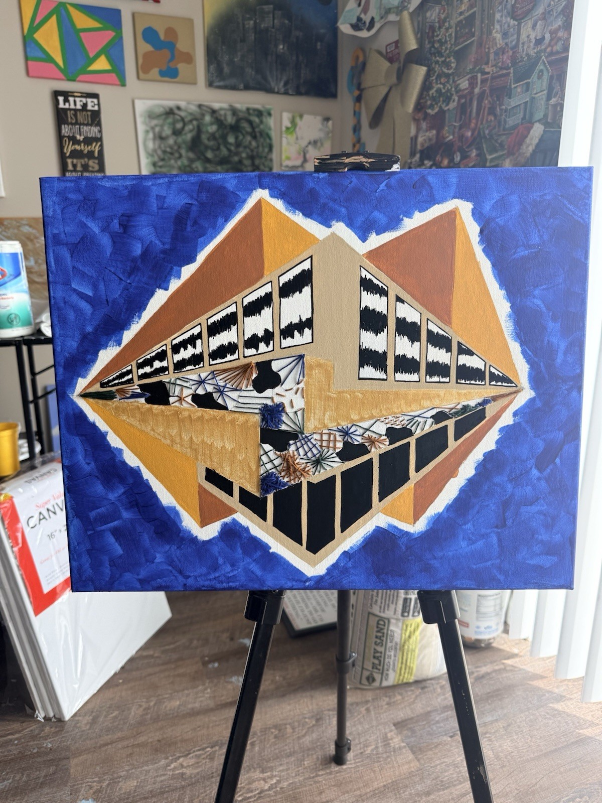 Original Abstract Geometric Acrylic Painting on Canvas, 16x20in, 2020-Now